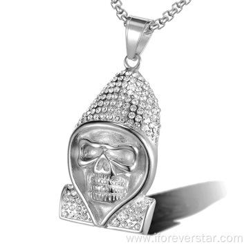 925 Silver Iced Out Skull Pendant Charm